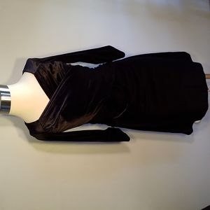B-slim DRESS PSmall New WT Black Velveteen Petite 3/4 sleeves SHAPEWARE! Formal